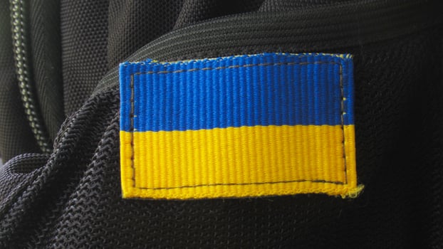 Ukraine flag on backpack photo