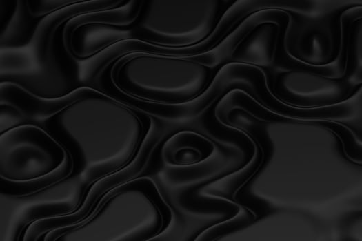 Abstract wavy black folds surface. Minimalist 3d background illustration for web, landing, flyer, card, fabric print, and business presentation photo
