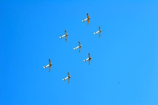 Planes flying in formation in honor of Veterans Day over golf course Golf Digest Celebrity Invitational Golf Tournament 2007 Lakeside Country Club Burbank, CA November 12, 2007 photo