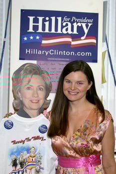 Hillary Clinton Standee  Heather Tom continues to work in her spare time for the Clinton Campaign Hillary Clinton Presidential Campaign LA Headquarters Century City, CA April 24, 2008 photo