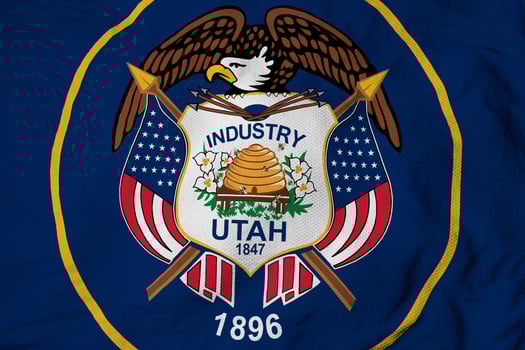 Flag of Utah in 3D rendering photo
