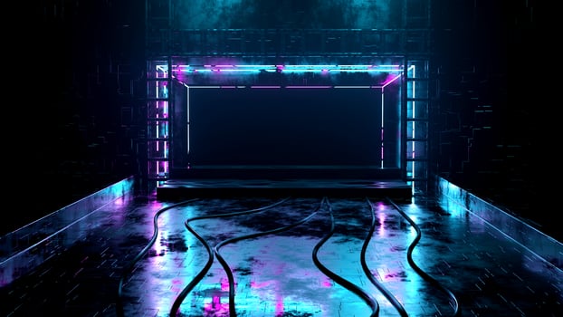 3D rendering of a blank mockup of a neon sign. photo