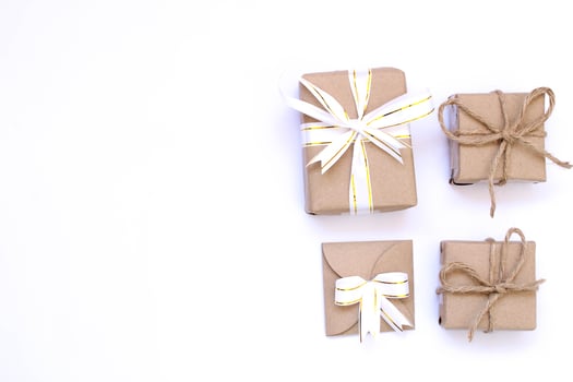 Brown gift box White background photo