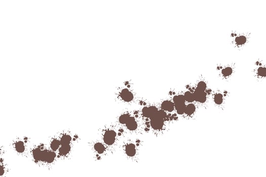 dot spread brown color Paint suffuse on white paper background abstract artwork Contemporary arts, Artistic paper, space for frame copy write postcard photo