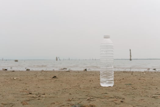 Plastic water bottles pollution in the ocean Environment concept photo