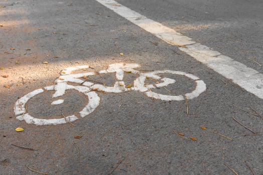 Bicycle sign, Bicycle Lane indicated the road for bicycles in public park photo