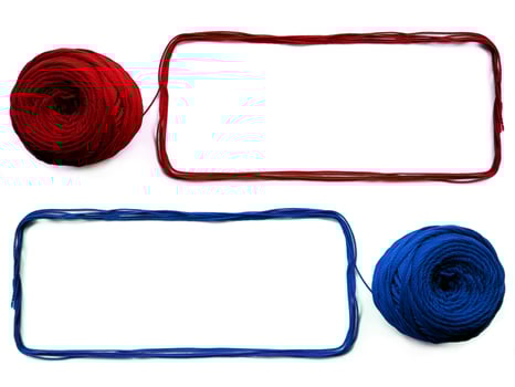 Two of Knitting yarn on white background photo