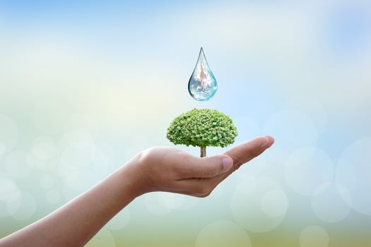 World Water Day. Water out of the tap. To preserve the environment for sustainability photo