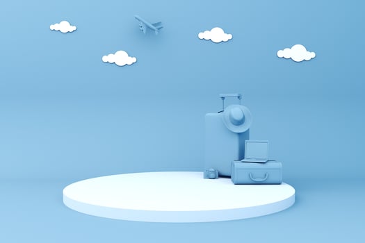 Podium 3d rendering illustration on blue background. photo