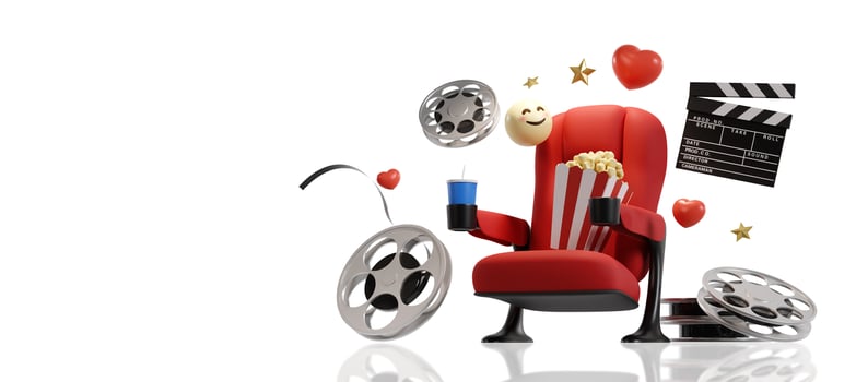Cinema movie background concept. Cinema seat watch movie concept with copy space. 3D rendering photo