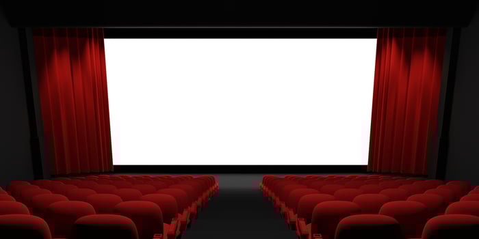 Cinema screen 3D rendering. Cinema mock-up screen. 3D rendering photo