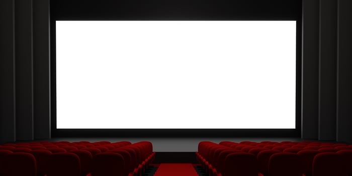 Cinema screen 3D rendering. Cinema mock-up screen. 3D rendering photo