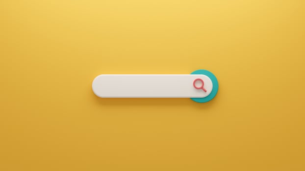 Realistic search bar on blue background search form template photo