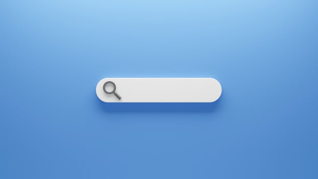 Realistic search bar on blue background search form template photo