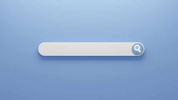 Realistic search bar on blue background search form template photo