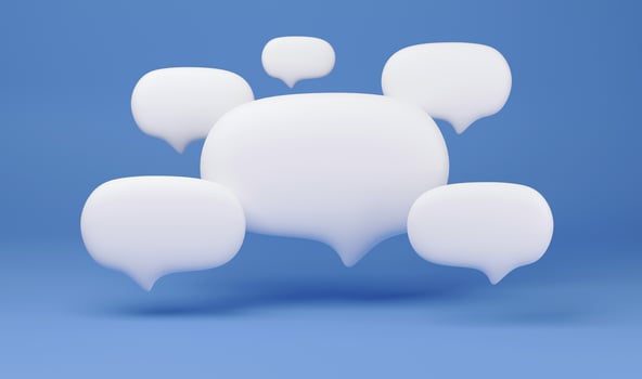 White speech bubble. Crew talking concept. 3D Rendering photo