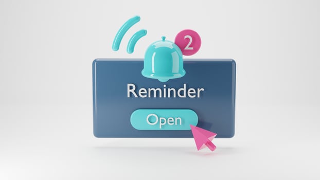 Notification reminder concept. 3d rendering photo