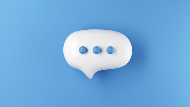Chat bubble on blue background. Chat or online talking concept. 3D Rendering photo