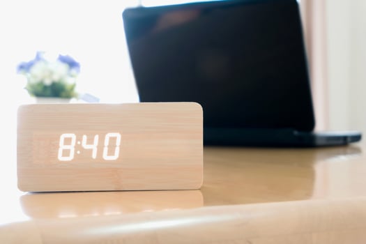 Staying late at working desk photo