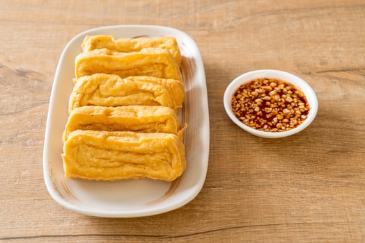 fried tofu with sauce photo