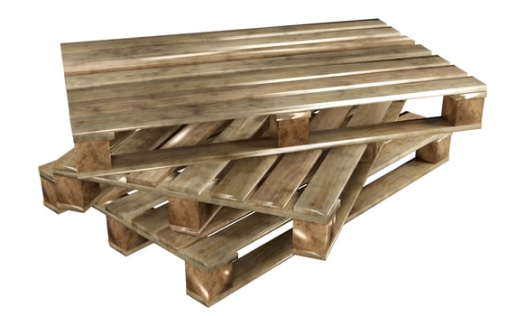 Stack wooden pallet isolated on white background , 3D rendering photo