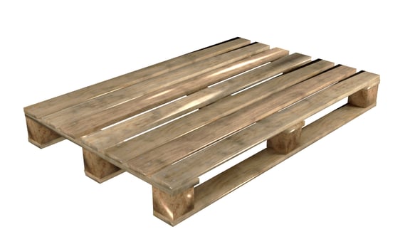 Empty wooden pallet isolated on white background , 3D rendering photo