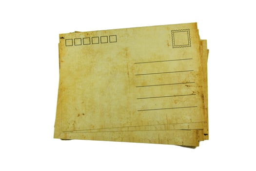 old postcard on white background photo