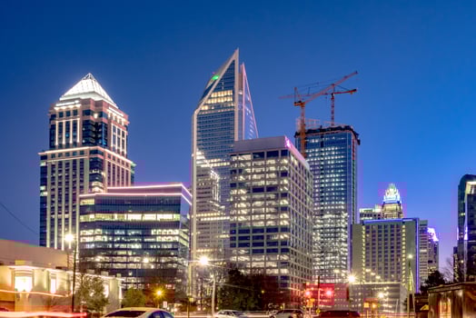 charlotte north carolina city skyline after winted storm photo