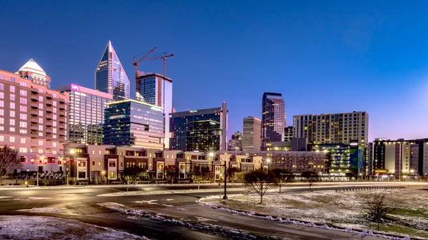charlotte north carolina city skyline after winted storm photo