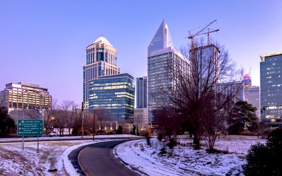 charlotte north carolina city skyline after winted storm photo