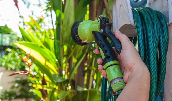 Reel of hose pipe and spraying head photo