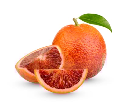 fresh Orange Blood with leaves isolated on white background photo