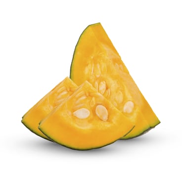 slices of Japanese pumpkin isolated on white background photo