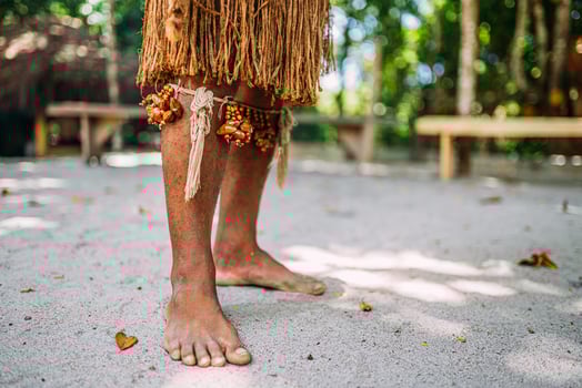 Pataxo Indian in the south of Bahia. Traditional clothing from the Pataxo tribe photo