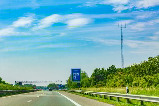 Driving on the German highway from Germany to Netherlands. photo