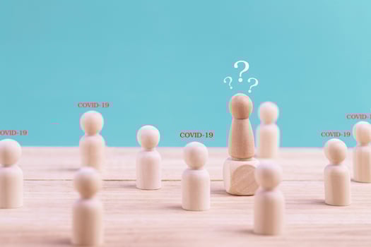 Humans do not know who is infected with the corona virus or official name from WHO COVID-19 , stay at home concept photo