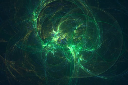 Abstract dark green smoky wave technology background. Futuristic light effect wallpaper surface 3d rendering photo