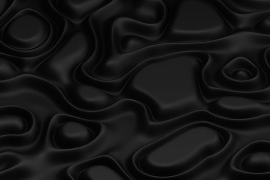 Abstract wave folds surface black background. Digital minimalist wavy 3d illustration photo