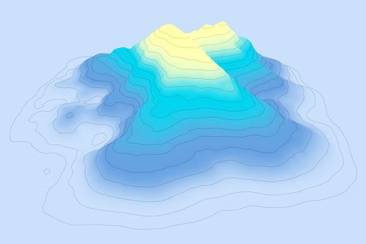 Abstract gradient landscape background. Elevation map with contour topographic lines 3d illustration photo