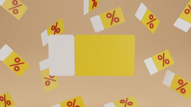 Blank Price Tags and coupons with empty copy space with podium. Set of coupons with cord. Mockup banner template for promotion. Discount vouchers.product display stage,Stage showcase 3d photo
