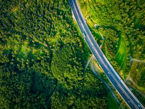 motorways on scenic places in Europe with no traffic photo