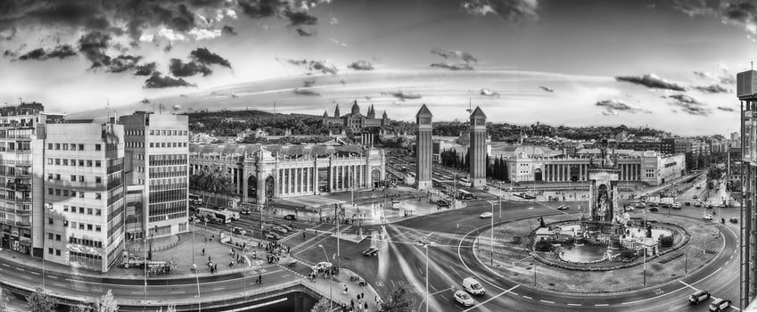 Panoramic aerial view of Placa d'Espanya in Barcelona, Catalonia, Spain photo