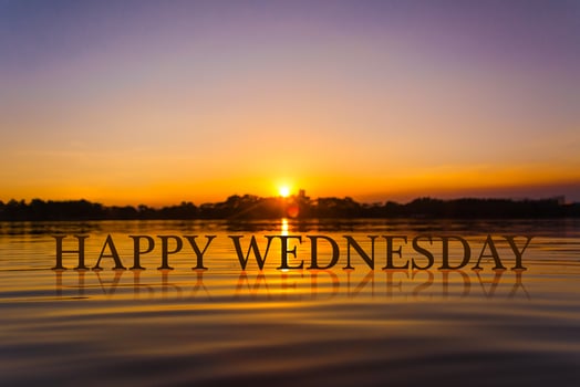 HAPPY WEDNESDAY with sunset water , twilight time photo