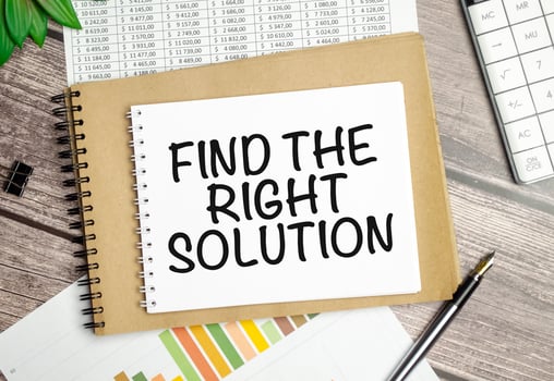 Notepad with text Find The Right Solution on a white background photo