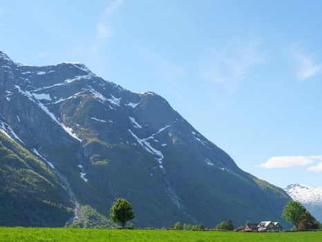 The small village Eidfjord in the norwegian Hardangerfjord photo