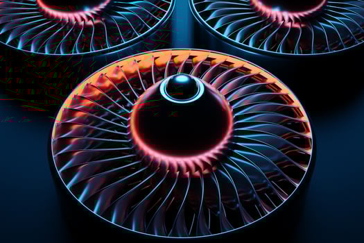 3D illustration of technological circle similar to the burners on a black background. Simple geometric shapes photo
