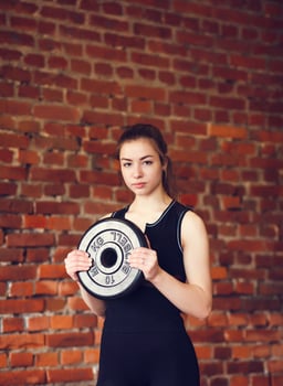 fitness girl in gym photo