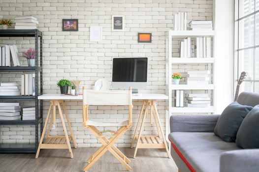 Background of modern workplace home office photo