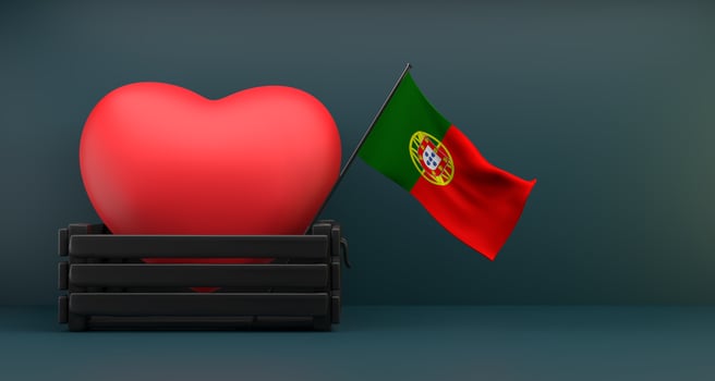 I love Portugal Flag Portugal with heart, copy space, 3D work and 3D image photo