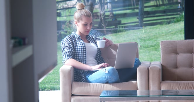 woman drinking coffee enjoying relaxing lifestyle photo
